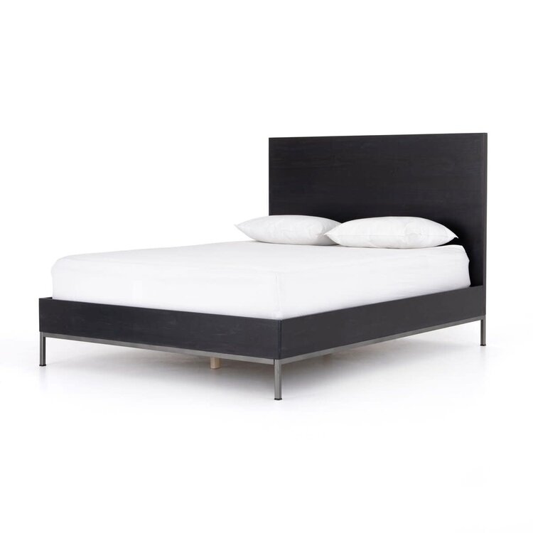 Four Hands Trey Bed, King Black Wash Poplar