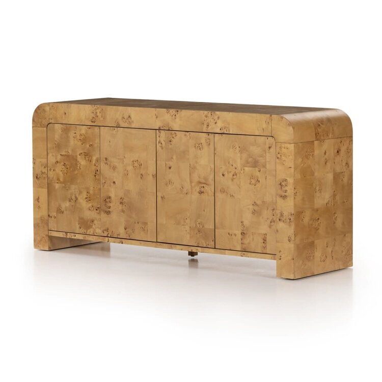 Four Hands Jenson Media Console- Natural Poplar Burl Veneer