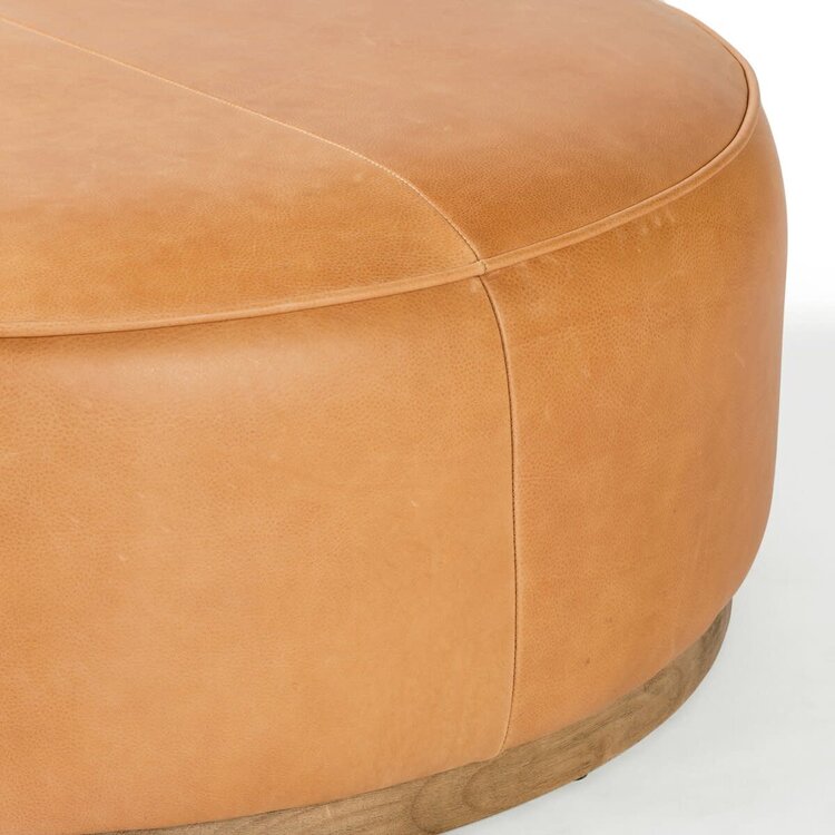 Four Hands Sinclair Large Round Ottoman-Palermo Butterscotch