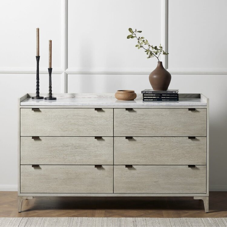 Four Hands Viggo 6 Drawer Dresser- Vintage White Oak
