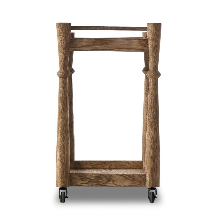 Four Hands Alamosa Bar Cart- Light Wash Oak