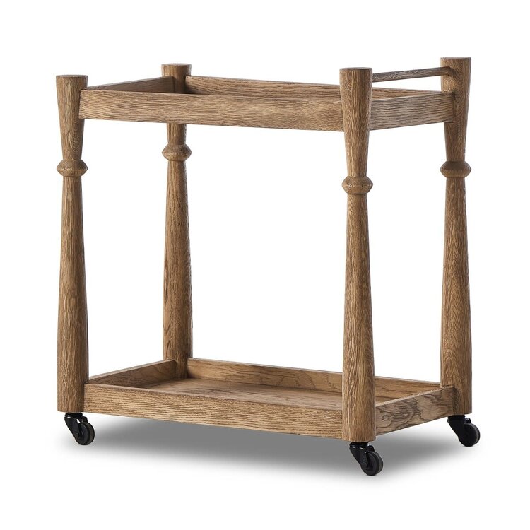 Four Hands Alamosa Bar Cart- Light Wash Oak