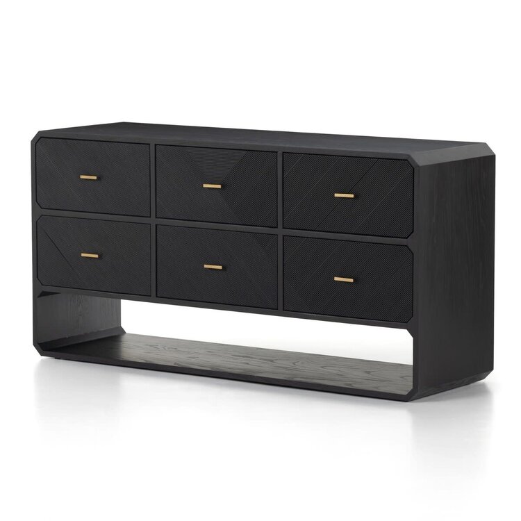 Four Hands Caspian 6 Drawer Dresser- Black Ash