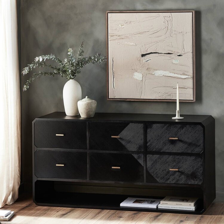 Four Hands Caspian 6 Drawer Dresser- Black Ash
