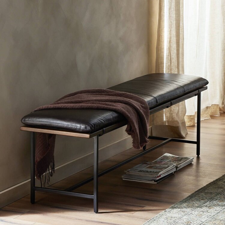 Four Hands Gabine Accent Bench- Sonama Black