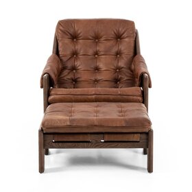 Four Hands Halston Chair w/ Ottoman- Heirloom Sienna