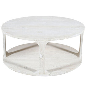 Beyond Borders Jude Round Coffee Table- White Wash Sandblasted