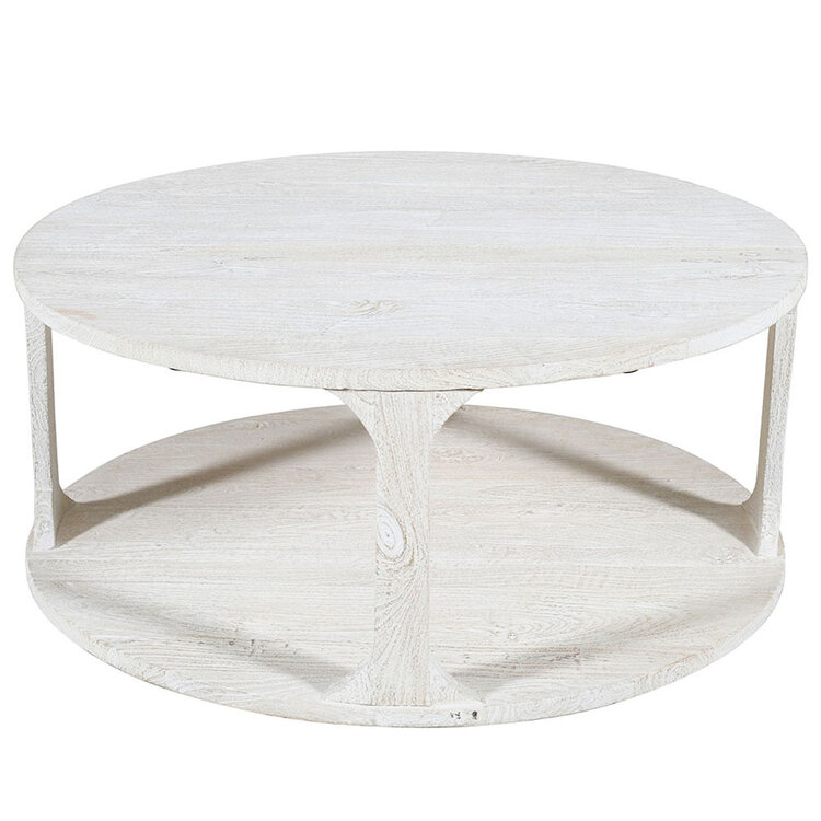 Beyond Borders Jude Round Coffee Table- White Wash Sandblasted
