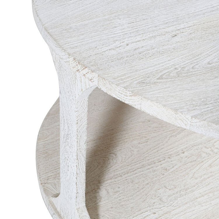 Beyond Borders Jude Round Coffee Table- White Wash Sandblasted