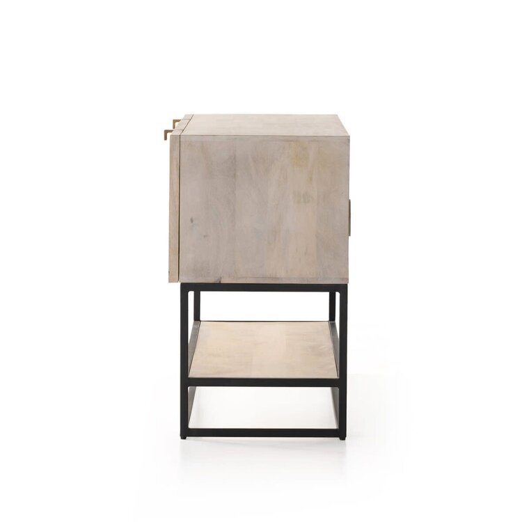 Four Hands Kelby Small Media Cabinet- Light Wash Carved