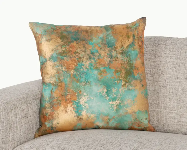 RO Onara Turquoise Copper Pillow, 22" x 22"