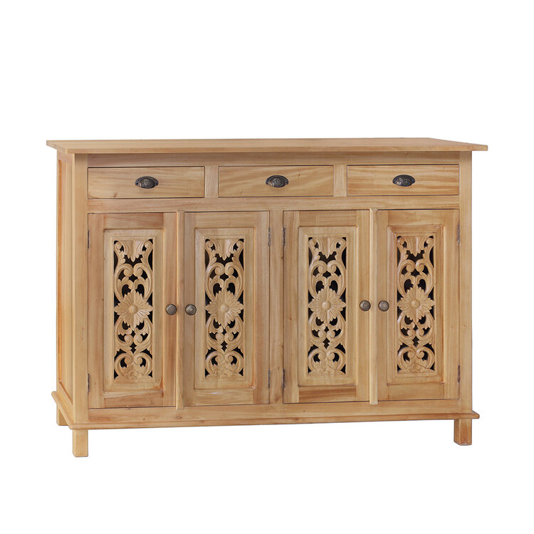 Beyond Borders Stelly Carved Sideboard, Dark Gray Lime Wash