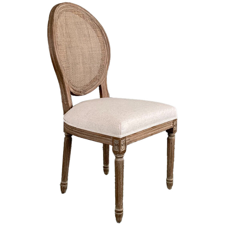 Atelier Home Louis Round Cane Back Side Chair- Natural Ecru