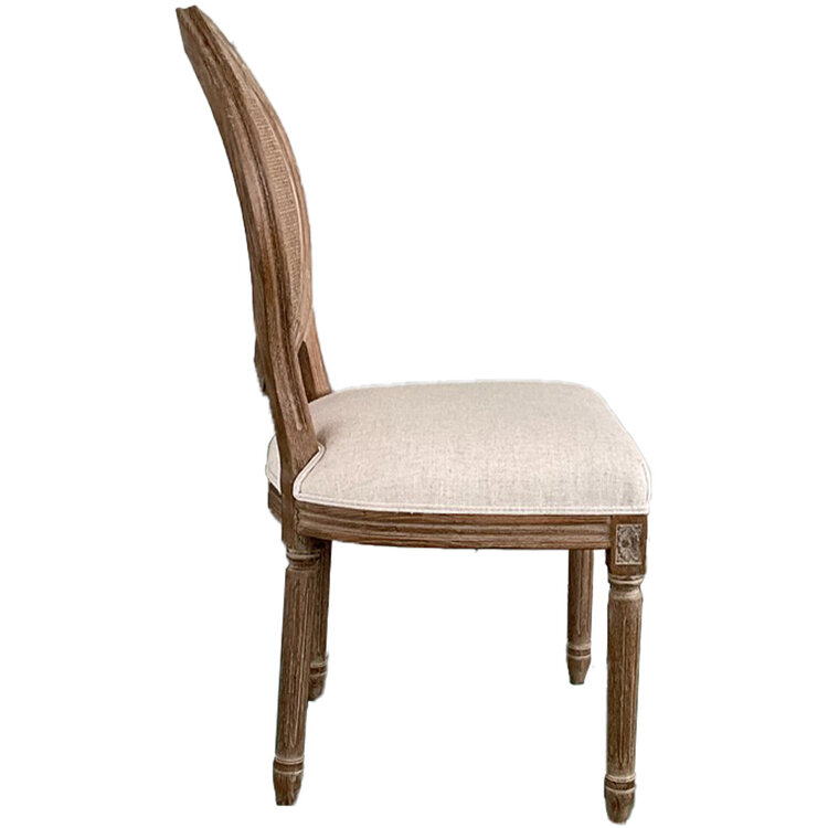 Atelier Home Louis Round Cane Back Side Chair- Natural Ecru