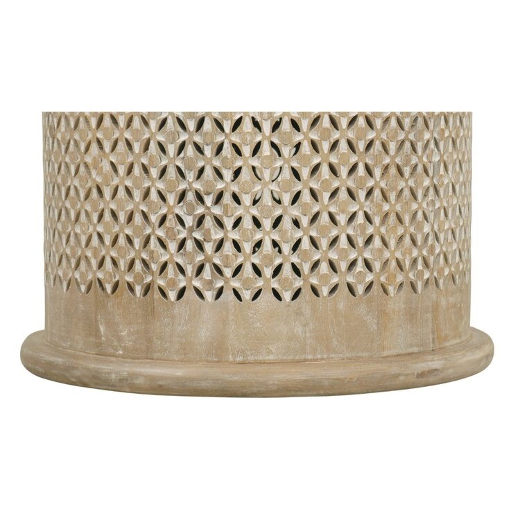 Southern Sky Carver Round Side Table New White Wash