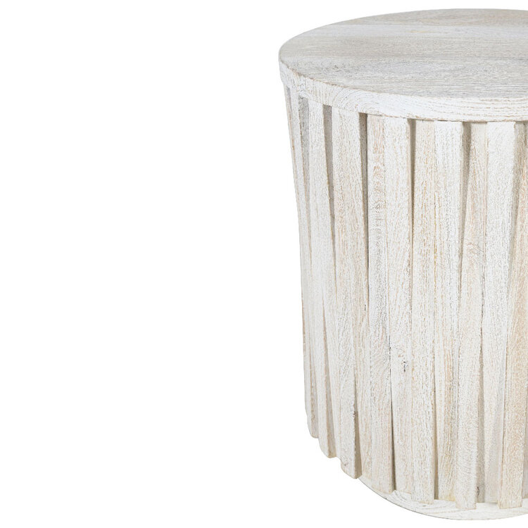 Beyond Borders Megan Side Table- Lime Wash Sand Blasted