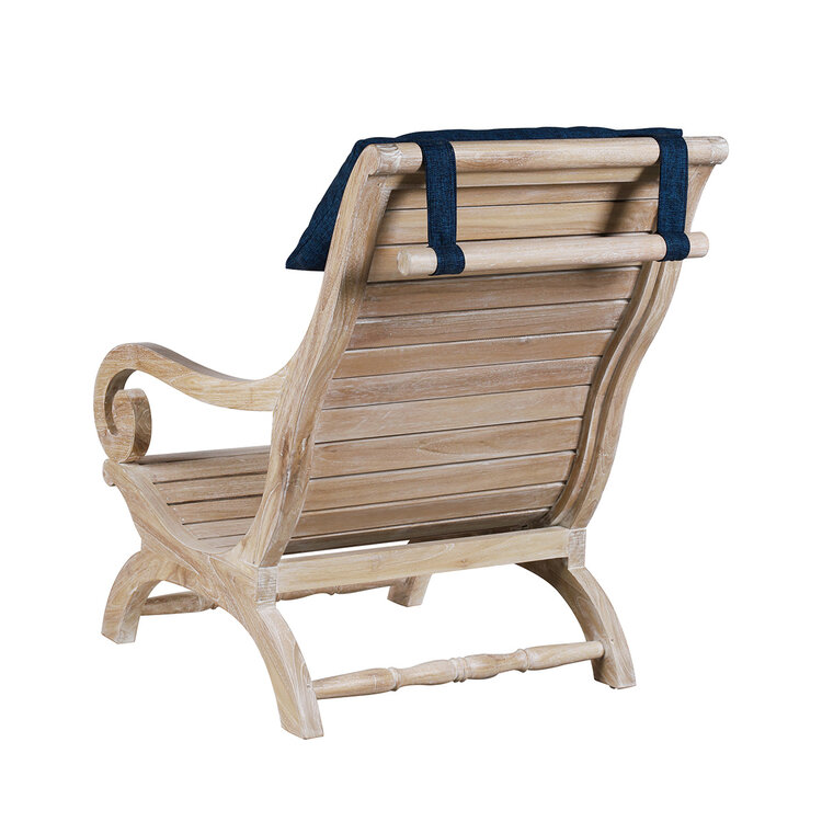 Beyond Borders Teak Slatted Lazy Chair with Neck Rest- White Wash