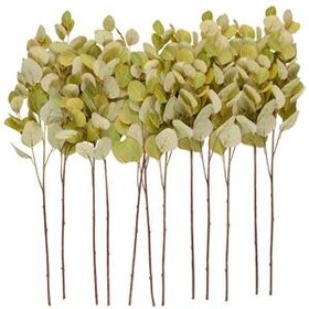 Green Polyester Eucalyptus Stem Artifical Foliage- set of 12