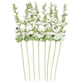 White Faux Foliage Hollyhack Artifical Flower Stem- set of 8