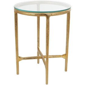 Gold Aluminum Metal Textured Side Table
