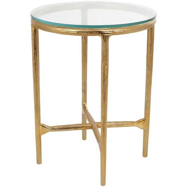 Gold Aluminum Metal Textured Side Table