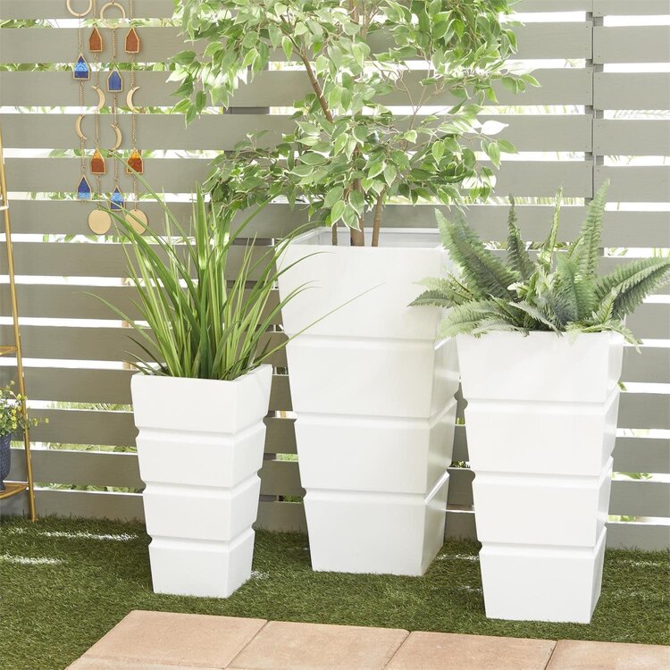White Metal Planter-