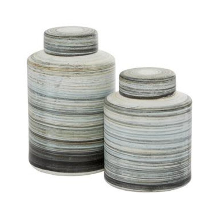 Gray Ceramic Farmhouse Decorative Jar