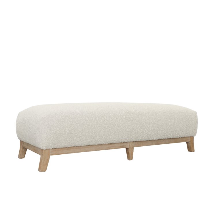 Atelier Home Dalton Ottoman, 61" Boucle Ivory