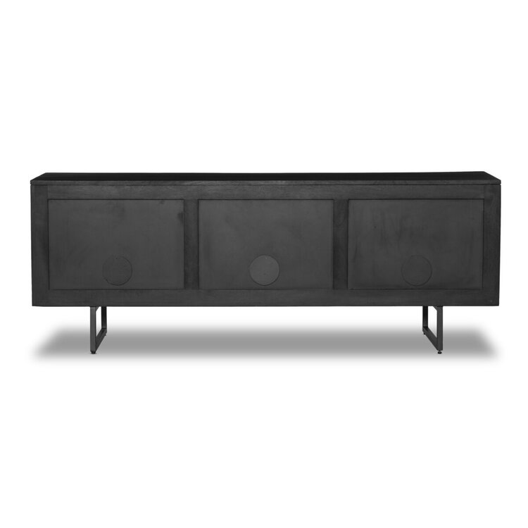 Four Hands Carmel Media Console- Black Wash w/ Black Cane