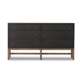 Four Hands Fiona 6 Drawer Dresser- Black Raffia