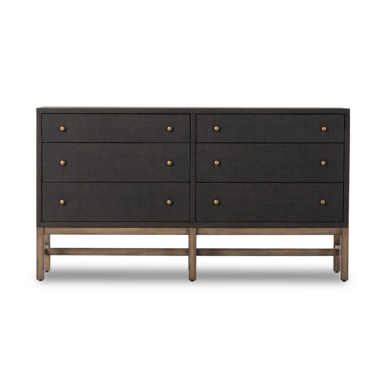 Four Hands Fiona 6 Drawer Dresser- Black Raffia