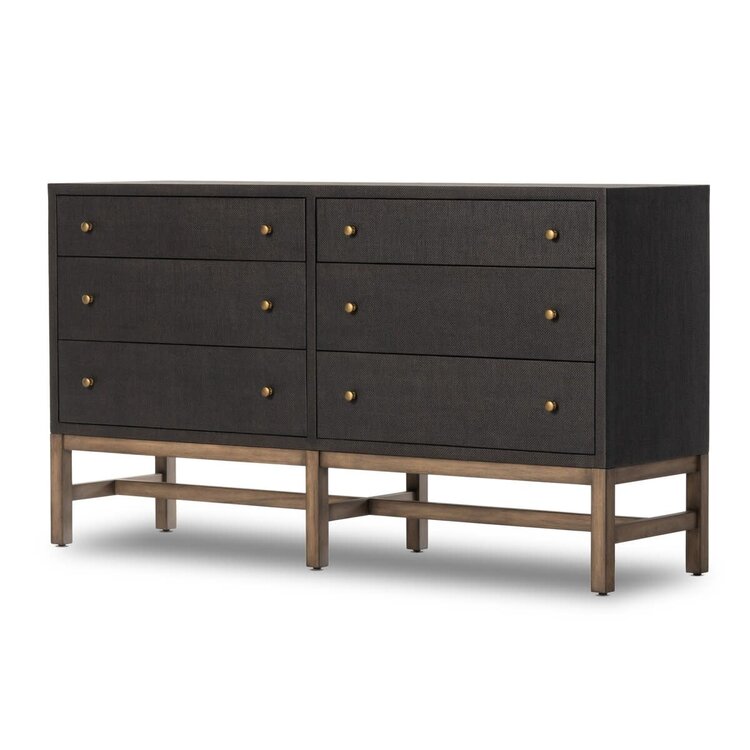 Four Hands Fiona 6 Drawer Dresser- Black Raffia