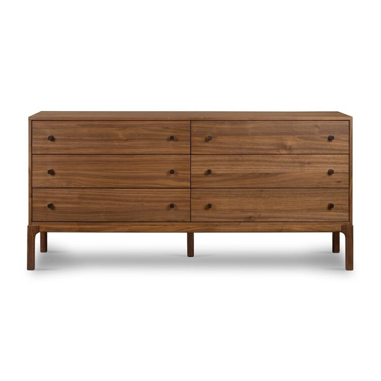 Four Hands Arturo 6 Drawer Dresser- Natural Walnut Veneer