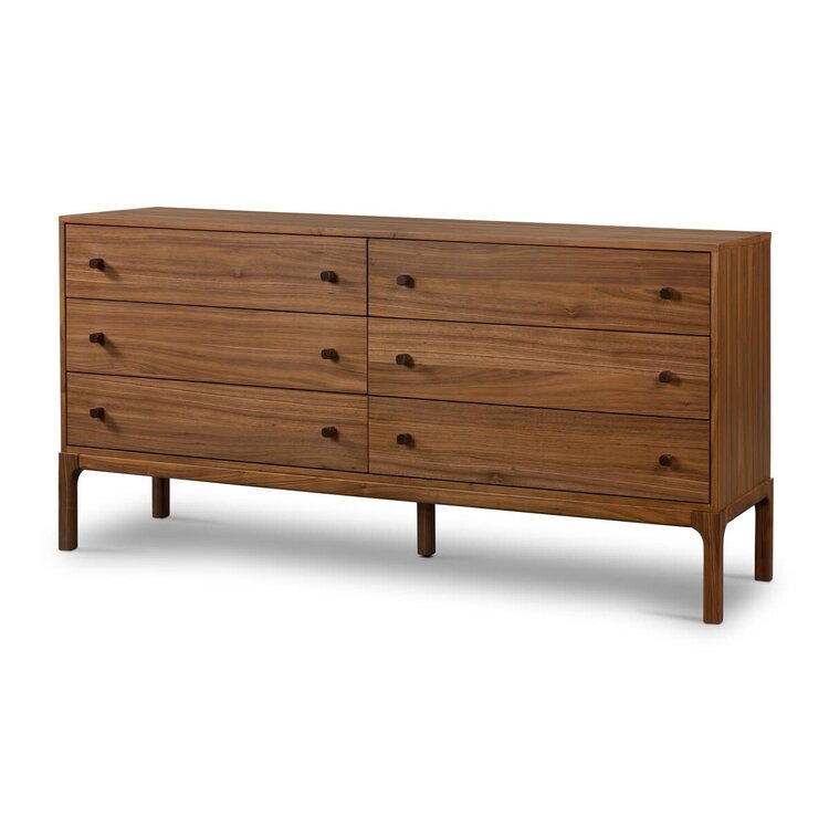 Four Hands Arturo 6 Drawer Dresser- Natural Walnut Veneer