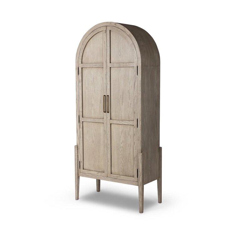 Four Hands Tolle Panel Door Cabinet- Rustic White Veneer
