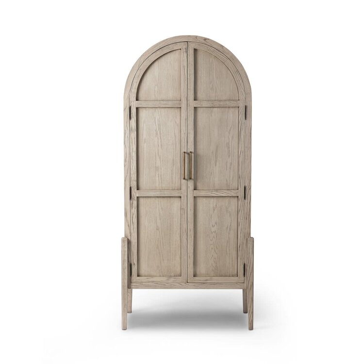 Four Hands Tolle Panel Door Cabinet- Rustic White Veneer