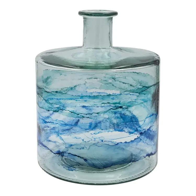 Recycled Glass Blue Ombre Vase