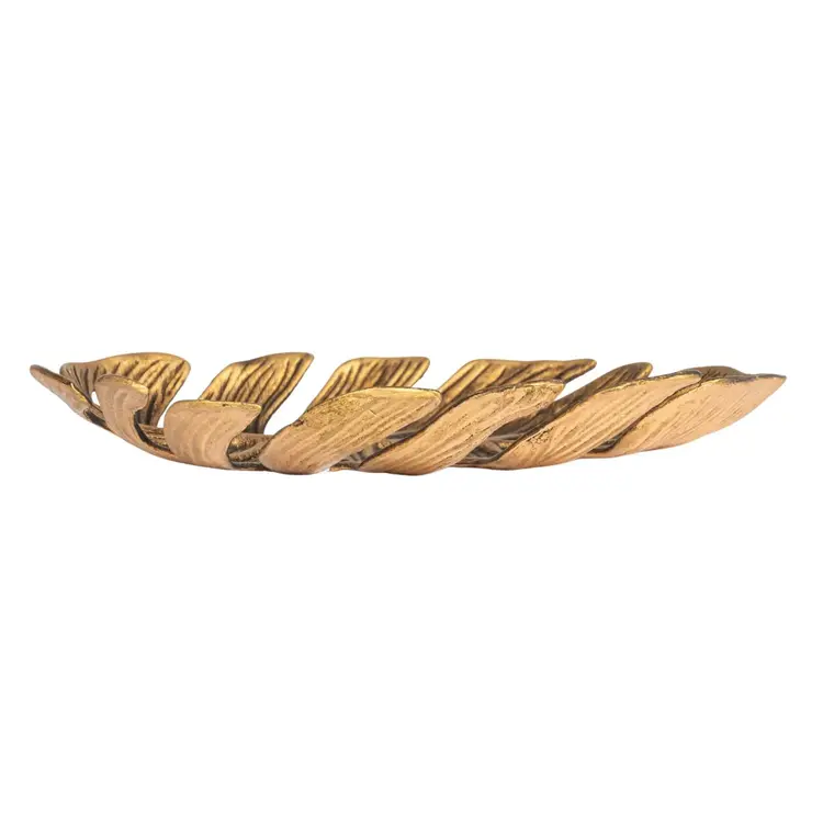 Decorative Pewter Monstera Leaf- Antique Gold Finish