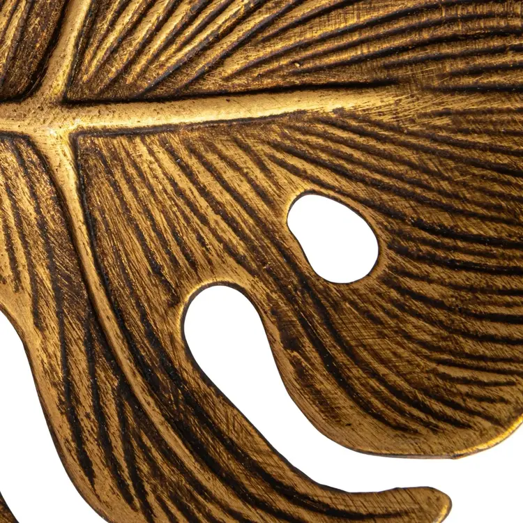 Decorative Pewter Monstera Leaf- Antique Gold Finish