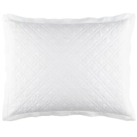 Washed Linen Quilted Sham, White Euro