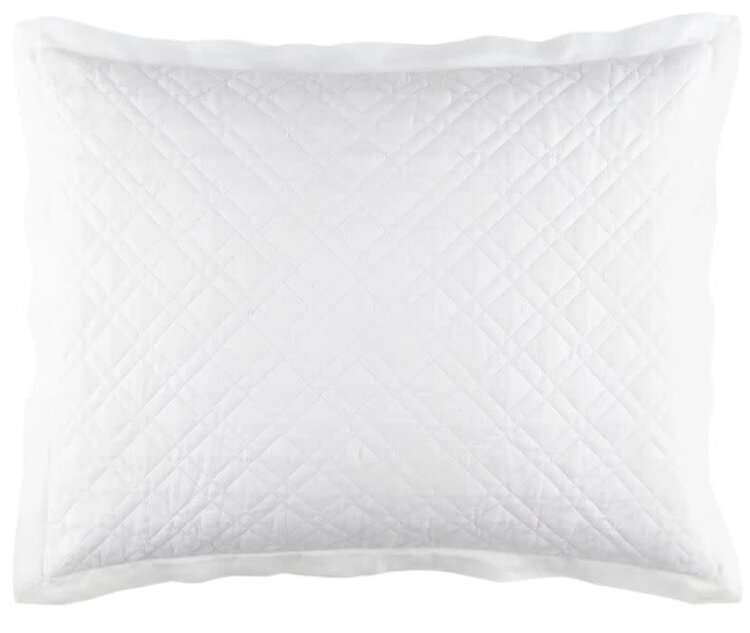 Washed Linen Quilted Sham, White Euro