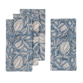 Floral Block Print Napkins- set of 4