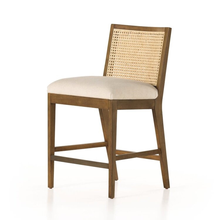Four Hands Antonia Cane Armless Counter Stool- Savile Flax