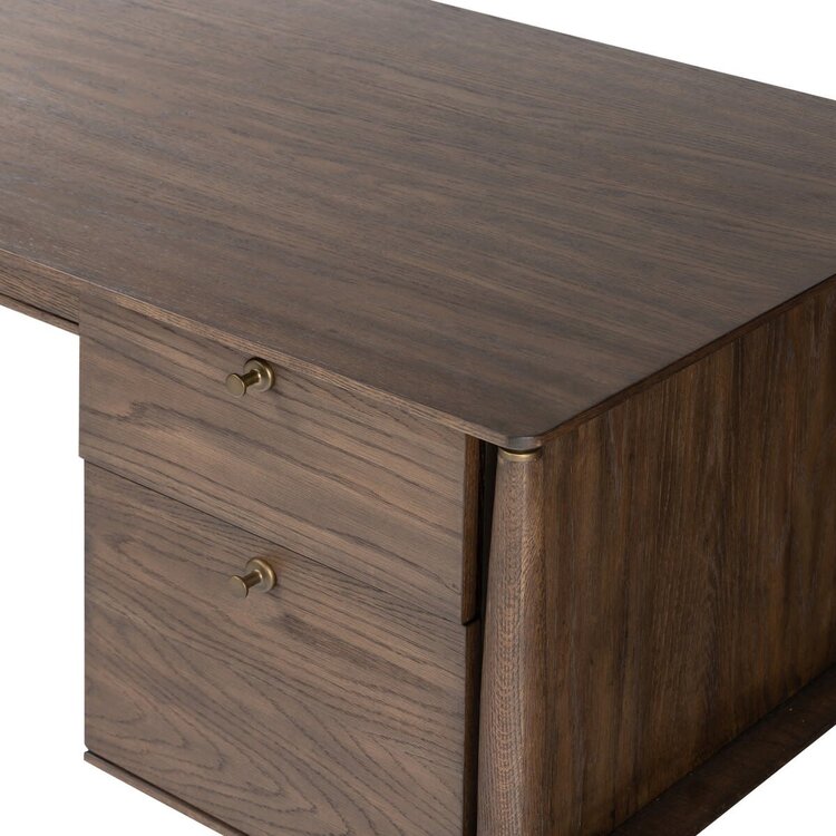 Four Hands Markia Executive Desk- Aged Oak Veneer