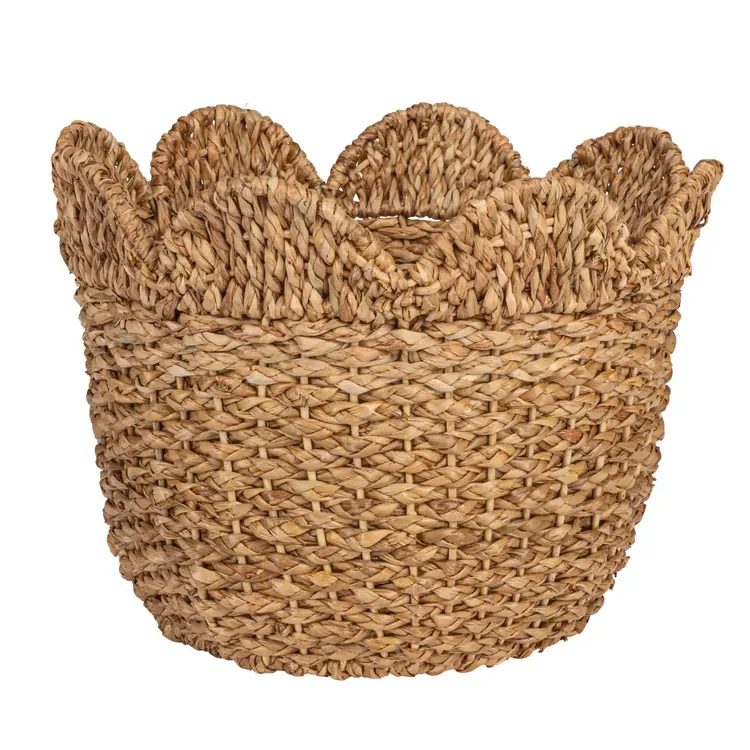 Braided Bankuan & Rattan Baskets w/ Scalloped Edge-