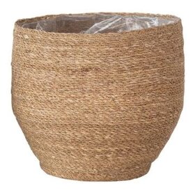 Decorative Woven Seagrass Basket w/ Plastic Lining-