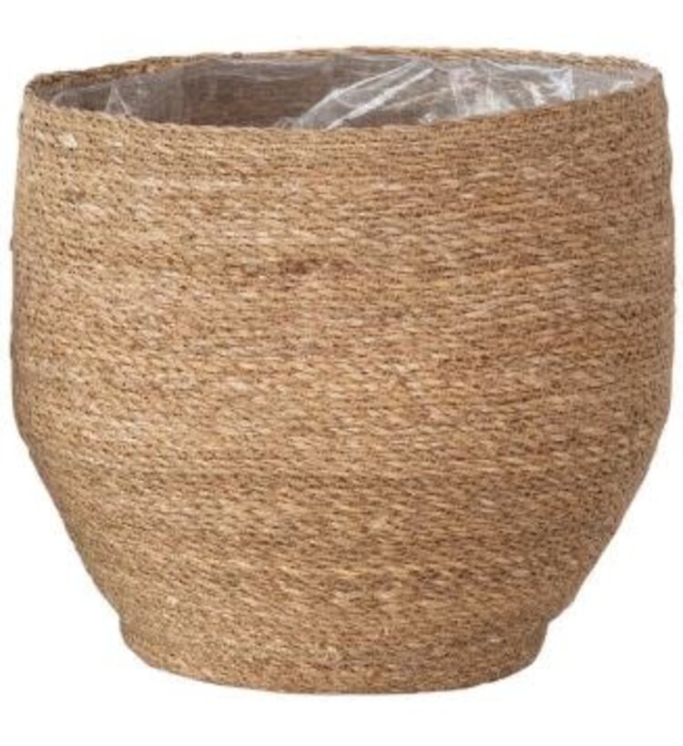 Decorative Woven Seagrass Basket w/ Plastic Lining-