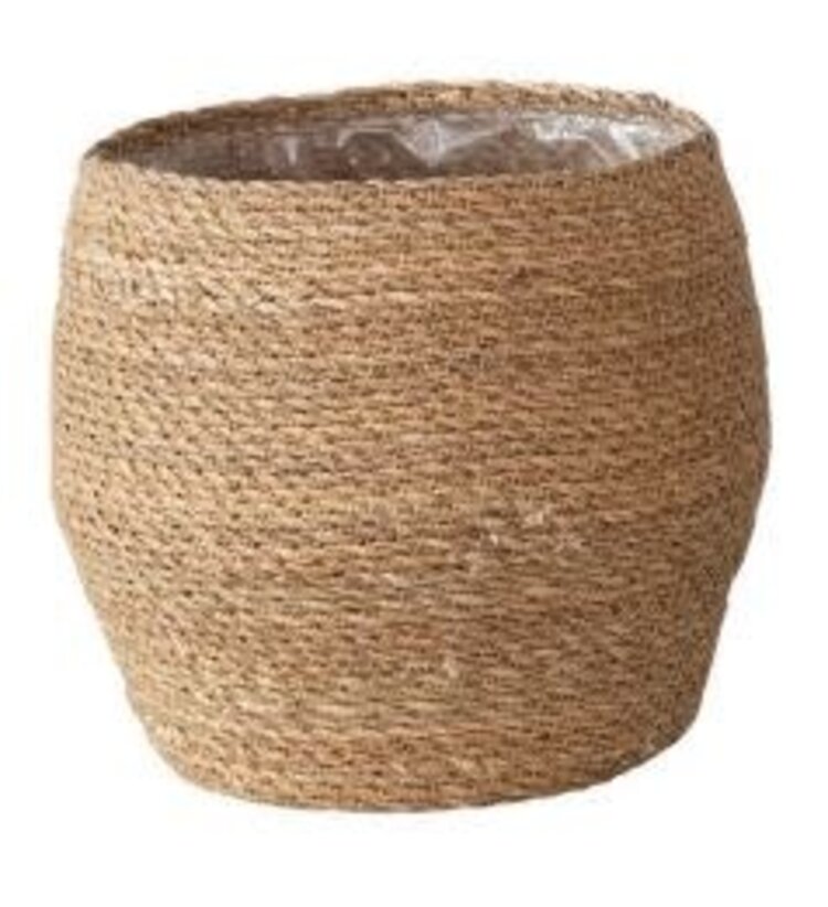 Decorative Woven Seagrass Basket w/ Plastic Lining-