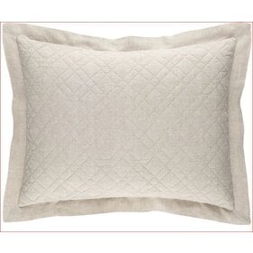 Washed Linen Quilted Sham, Natural Standard