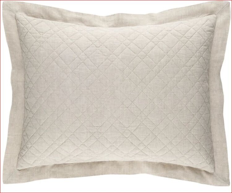 Washed Linen Quilted Sham, Natural Standard